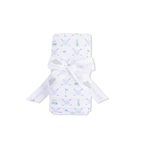 Bamboo Swaddle Blanket - Golf Trellis Blue