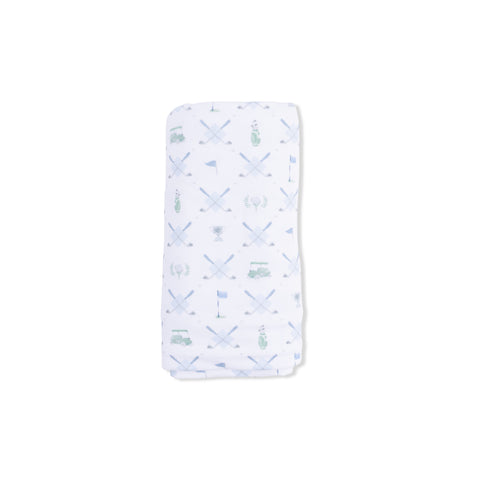 Bamboo Swaddle Blanket - Golf Trellis Blue