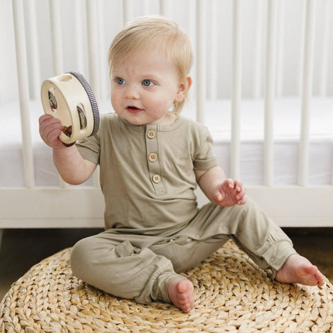White Bamboo Henley Romper