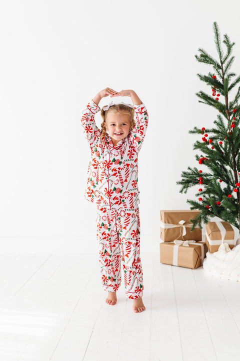 Pretty In Peppermint Kids Button Down Pajama Set