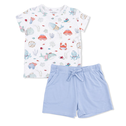 Crew Neck Tee with Casual Short - Sailor Sea Creatures