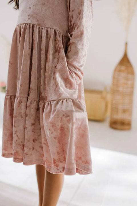 Gwendolyn Ruffle Dress in Crushed Blush