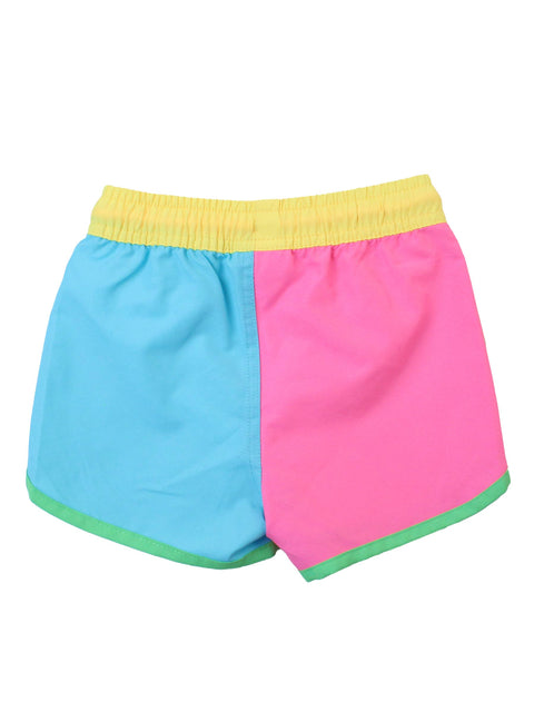 Neon Color Block Swim Trunks