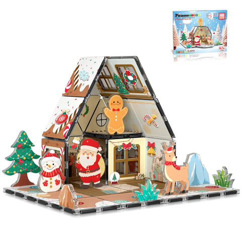 PicassoTiles Gingerbread House Magnetic Tiles (46 Pieces)
