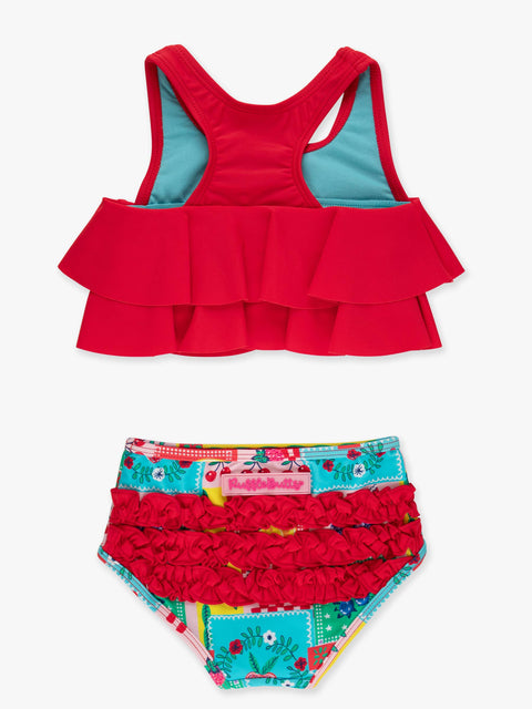Girls Flounce Bikini - Picnic Party Patchwork