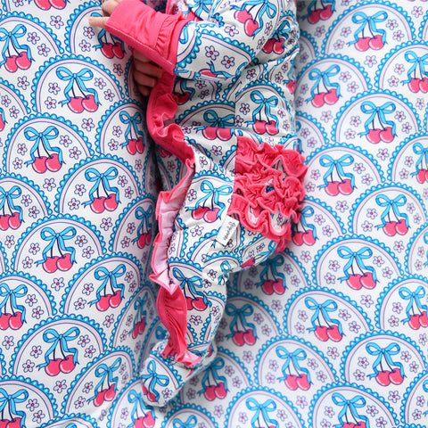 Cherry Ruffle Zip Bamboo Pajama