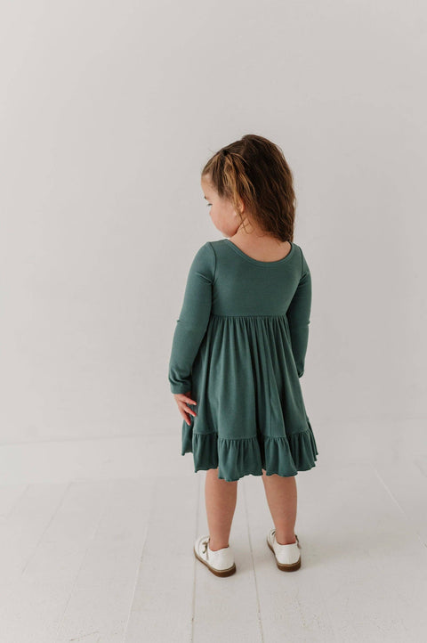 Girls Ribbed Ballet Dress in Atlantic