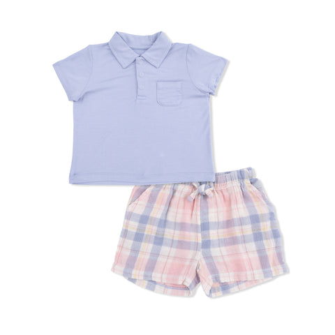 Polo with Casual Short - Dusty Plaid