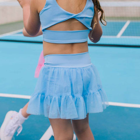 Ashlyn Athletic Skort - Sky Blue Tulle