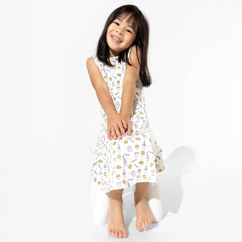 Girls Bamboo Sleeveless Dress/Night Gown - Original Milk & Cookies