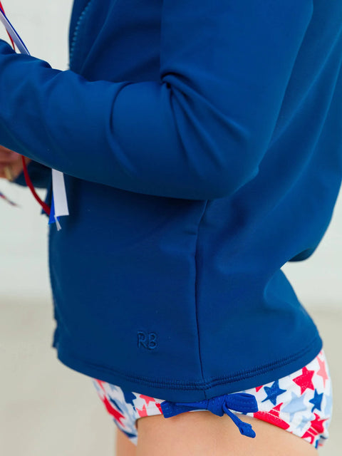 Long Sleeve Full Zip Rash Guard - Navy