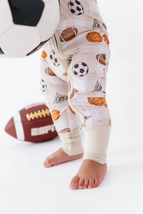 Game Day Gingham Bamboo Convertible Footie for Babies