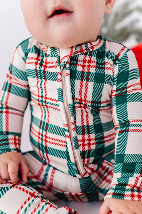 Classic Christmas Plaid Bamboo Convertible Footie for Babies