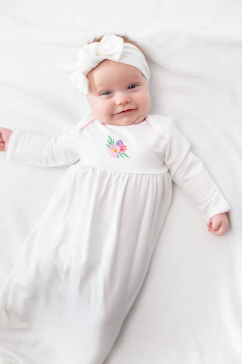 Flower Fields Embroidered Infant Gown