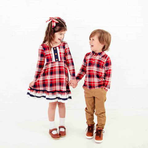 Rudolph’s Plaid Graceful Ruffle Dress