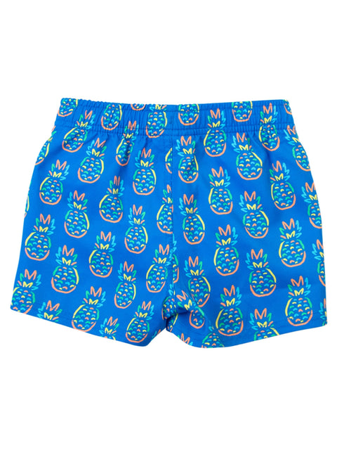 Neon Blue Pineapples Swim Trunks