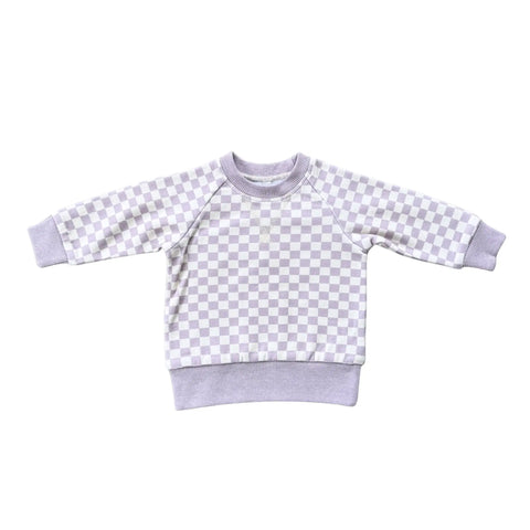 Fleece Sweatshirt - Lavender Checkered