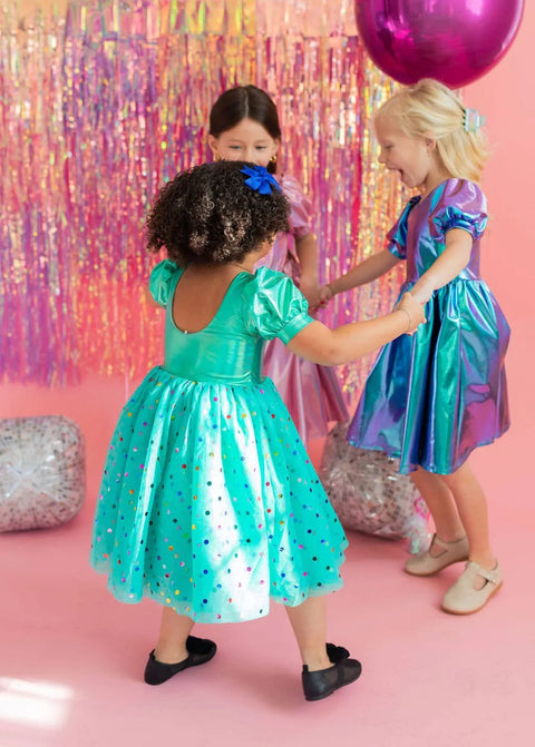Diana Dress - Teal Confetti Lamé