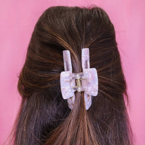 Medium Tortoise Shell Hair Claw Clip - White