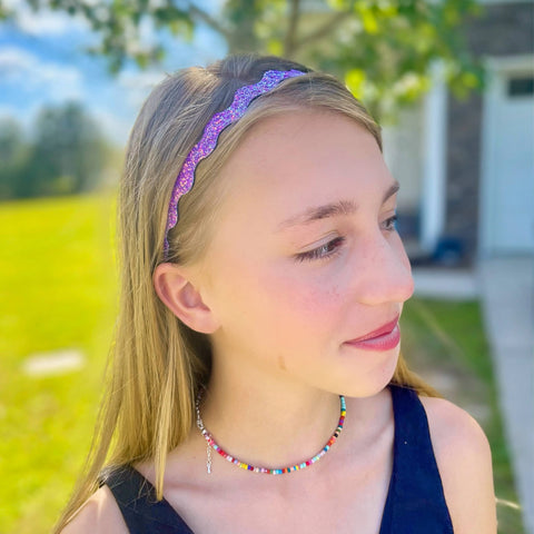 Adjustable No Slip Zig Zag Glitter Headbands