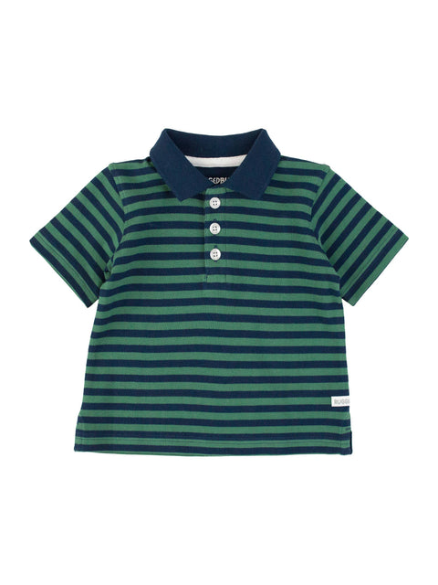 Fir Green & Navy Stripe Polo Shirt