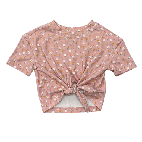 Girl's Tie Front Shirt in Mini Daisy