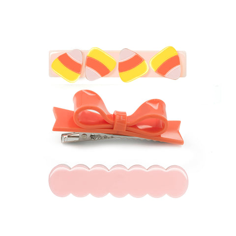 Candy Corn & Bow Haloween Hair Clips