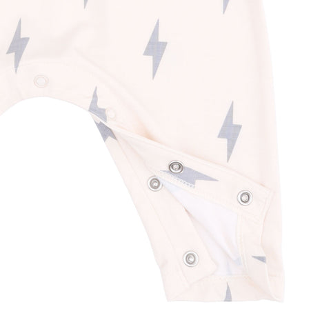 Long Sleeve Raglan Henley Romper - Lightning Bolt