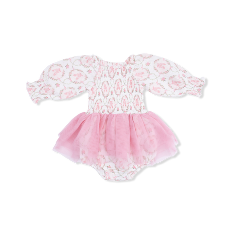 Long Sleeve Smocked Bubble with Tutu - Cameo Ballet Shoes
