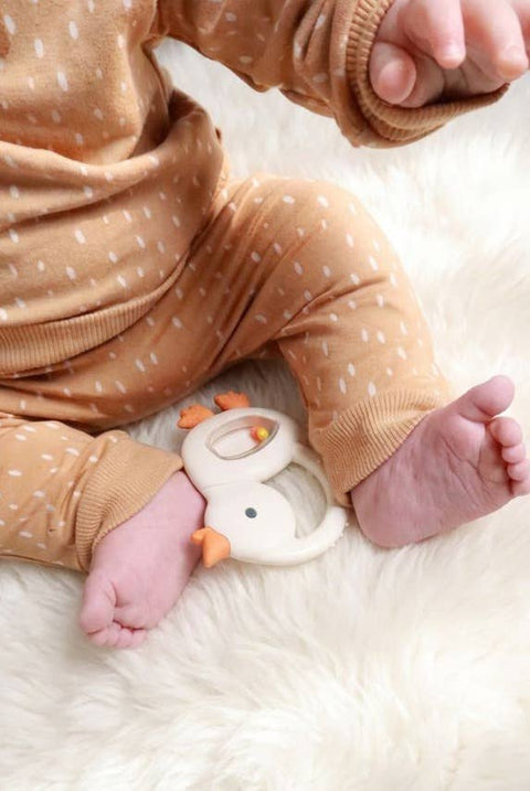 Bitzy Shake™ Silicone Teether with Rattle - Goose