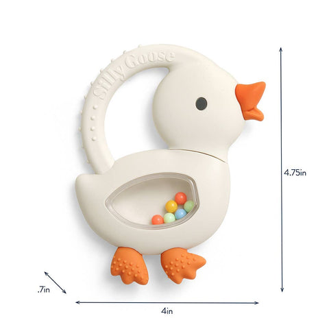 Bitzy Shake™ Silicone Teether with Rattle - Goose
