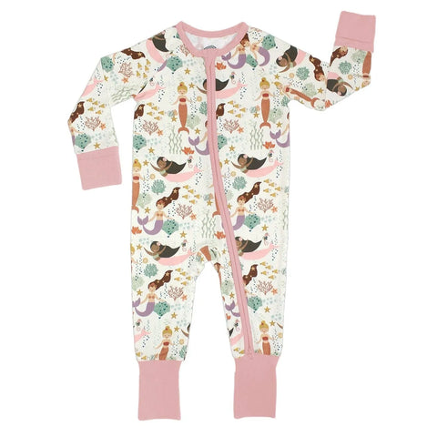 Making Waves Mermaids Bamboo Convertible Baby Pajamas