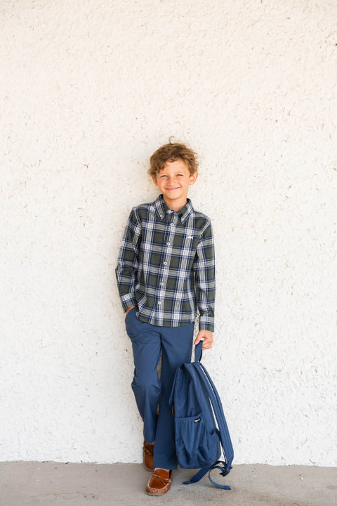 Folly Island Collared Button Up - Flannel Green