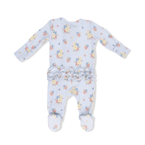 2 Way Ruffle Back Zipper Footie - Country Stitch Floral