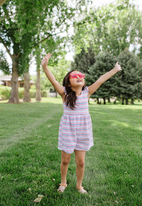 Macie Romper - Patriotic Stripe