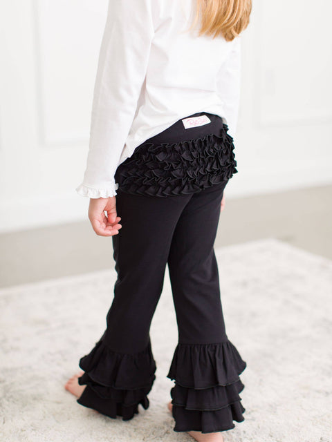 Black Ruffle Flare Pants