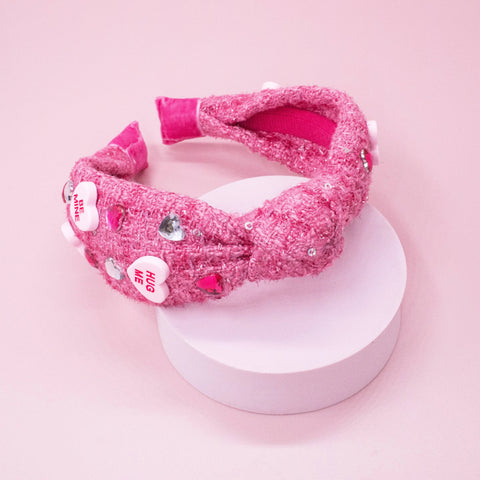 Embellished Knot Headband - Candy Valentines Day Heart