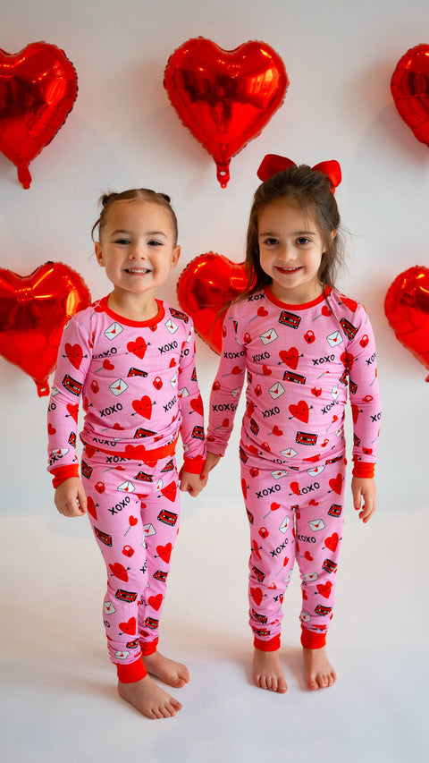 Valentine's Day Love Letters Bamboo Pajama Set for Kids