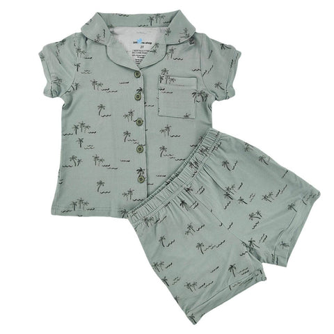 Palm Breeze Bamboo Short Button Up Set