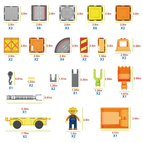 Construction 5-in-1 Magnetic Building Tile Set