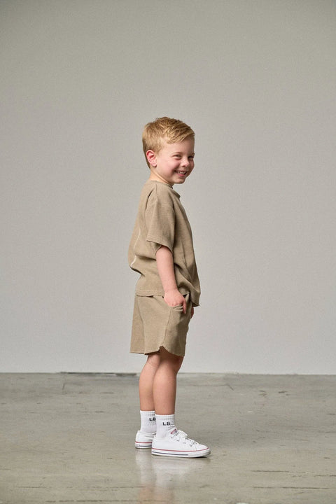 Acid Wash Waffle Tee - Mushroom