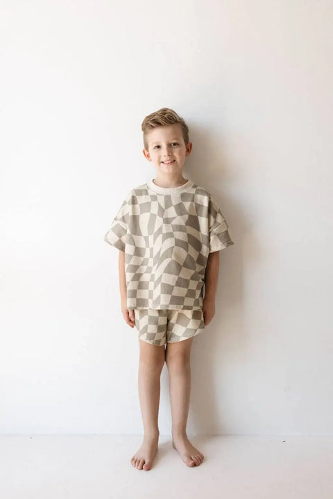Short Set | Wavy Checkerboard