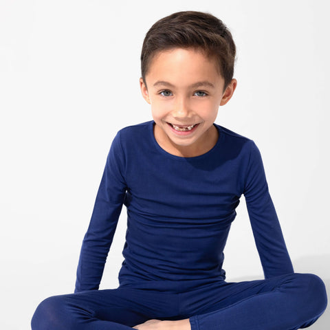 Kids Bamboo Pajama Set - Indigo Blue