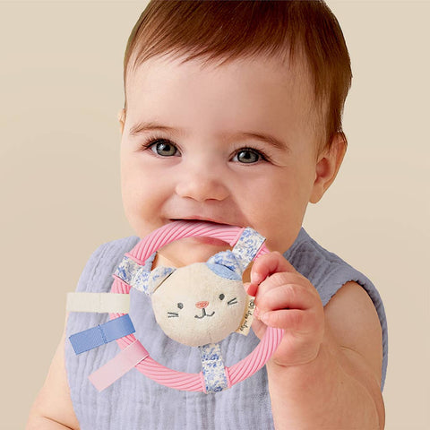 Itzy Ring Pal™ - Teething Ring with Plush Character: Red Tomato