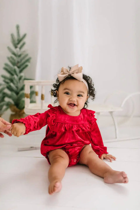Hayley Romper - Red Crushed Velvet