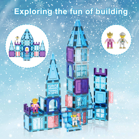 Winter Ice Castle Magnetic Building Tile Set (72 Pieces)