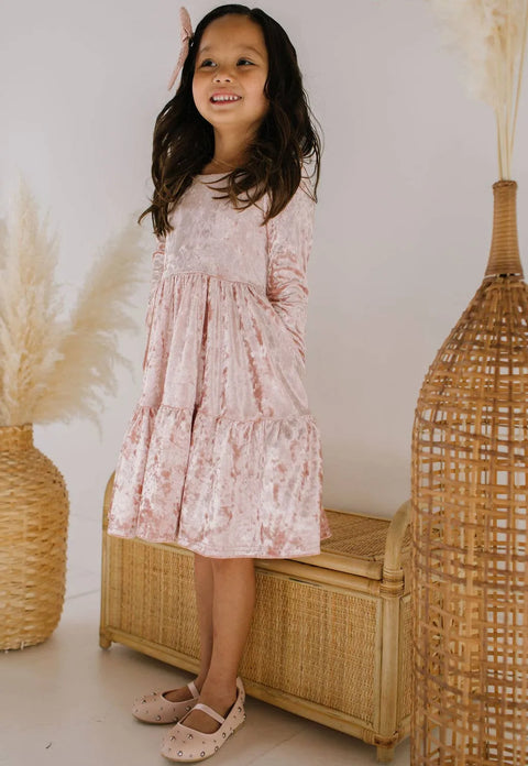 Gwendolyn Ruffle Dress in Crushed Blush