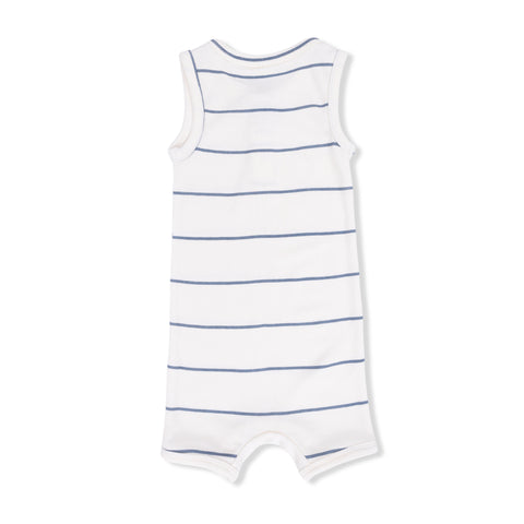 Henley Shortie Romper - Vintage Stripe