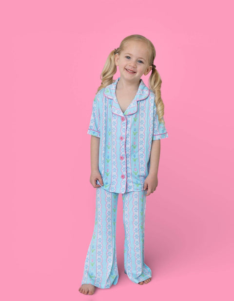 Girls Flare Bamboo Pajama Set - Whimsy Tulip