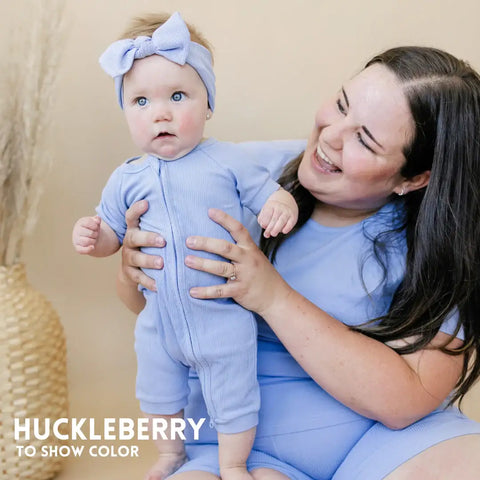 Huckleberry Solid Ribbed Bamboo Zippy Romper